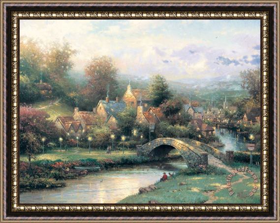 Thomas Kinkade Lamplight Village Framed Painting