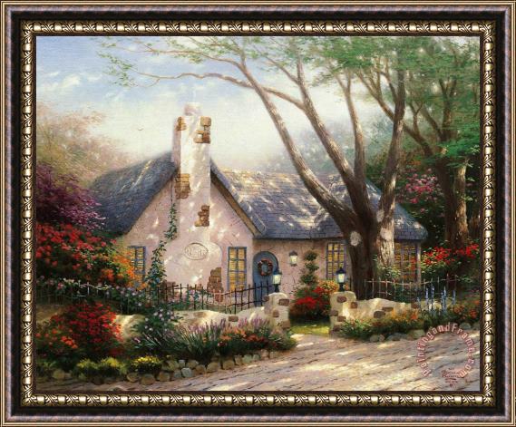 Thomas Kinkade Morning Glory Cottage Framed Painting
