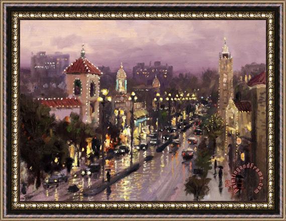 Thomas Kinkade Plaza Lights, Kansas City Framed Painting