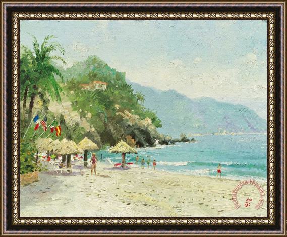 Thomas Kinkade Puerto Vallarta Beach Framed Painting