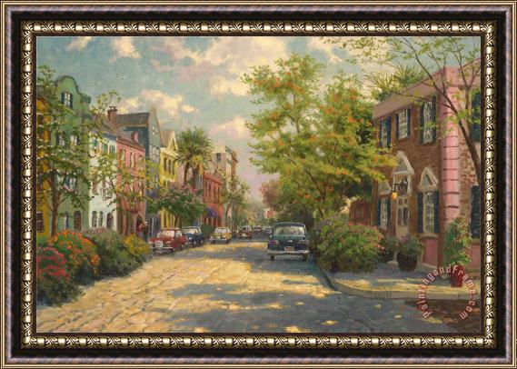 Thomas Kinkade Rainbow Row, Charleston Framed Painting