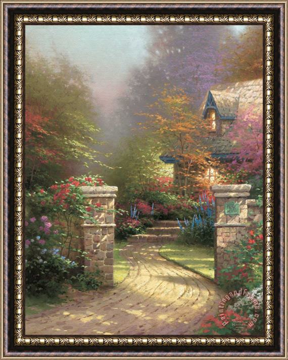 Thomas Kinkade Rose Gate Framed Painting