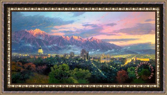 Thomas Kinkade Salt Lake City of Lights Framed Print
