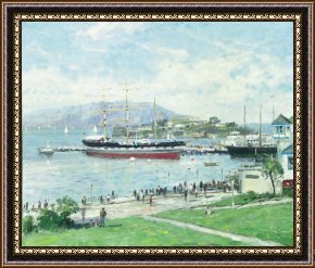 San Francisco, View From Coit Tower Framed Paintings - San Francisco, Alcatraz by Thomas Kinkade