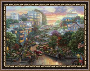 San Francisco, View From Coit Tower Framed Paintings - San Francisco, Lombard Street II by Thomas Kinkade