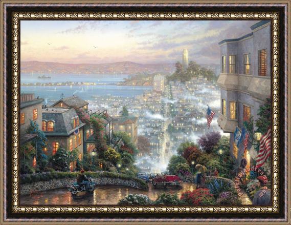 Thomas Kinkade San Francisco, Lombard Street Framed Print