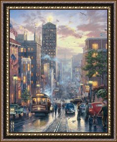 San Francisco, View From Coit Tower Framed Paintings - San Francisco, Powell Street by Thomas Kinkade