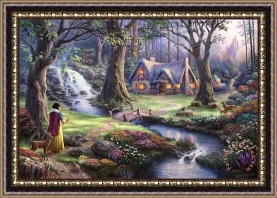 Thomas Kinkade Snow White Discovers The Cottage Framed Painting