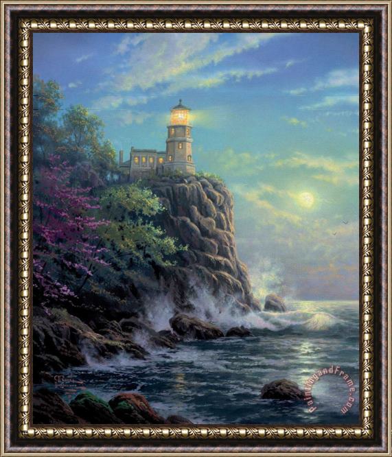 Thomas Kinkade Split Rock Light Framed Painting