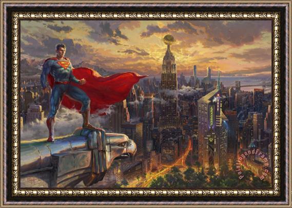 Thomas Kinkade Superman - Protector of Metropolis Framed Print