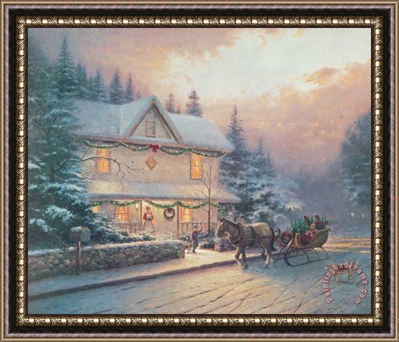 Thomas Kinkade Victorian Christmas Iv Framed Painting
