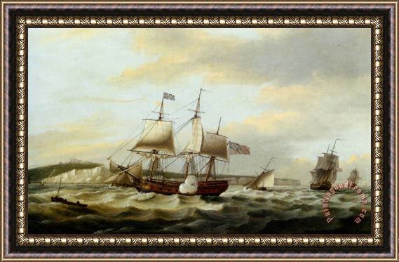 Thomas Luny A Merchant Ship Signaling for a Pilot of The Cliffs of Dover Framed Print