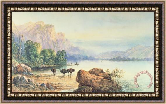 Thomas Moran Buffalo Watering Framed Painting