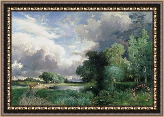 Thomas Moran Landscape with a bridge Framed Painting