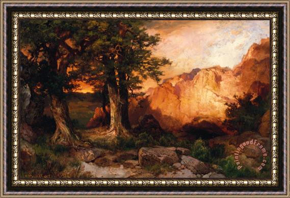 Thomas Moran Western Sunset Framed Painting