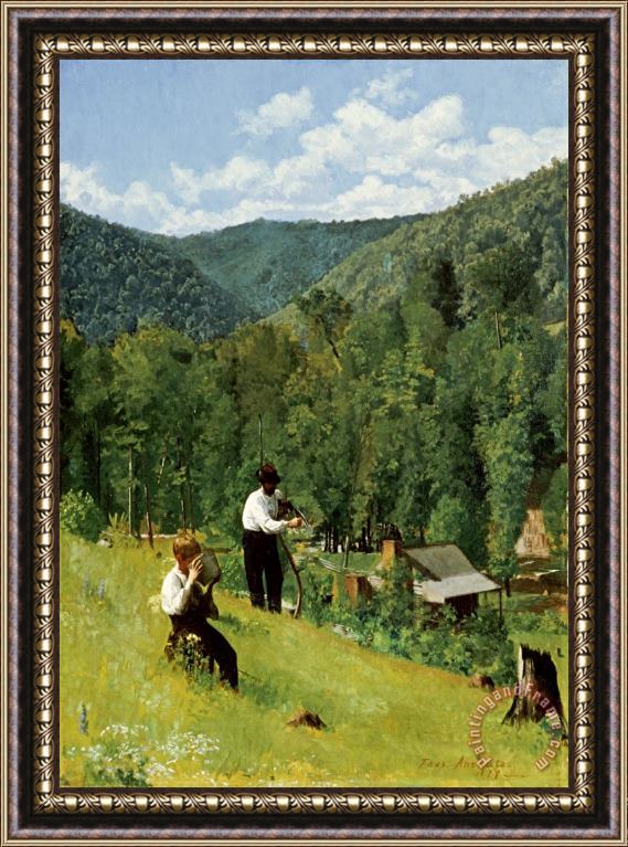 Thomas Pollock Anshutz The Farmer And His Son at Harvesting Framed Painting