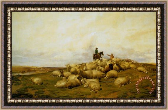 Thomas Sidney Cooper A Shepherd with His Flock Framed Painting