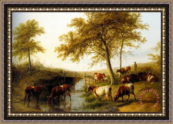 Thomas Sidney Cooper Cattle Resting by a Brook Framed Print