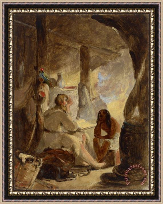 Thomas Sully Robinson Crusoe And Friday in The Cave Framed Painting