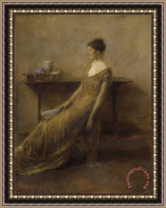 Thomas Wilmer Dewing Lady in Gold Framed Print