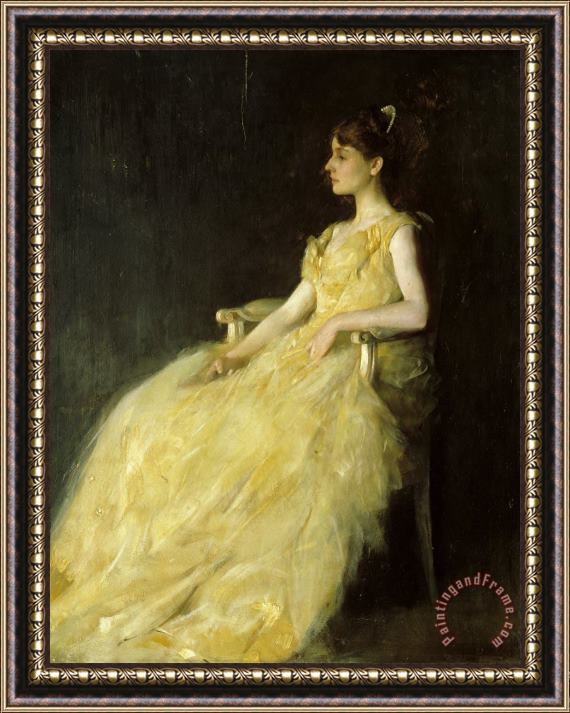Thomas Wilmer Dewing Lady in Yellow Framed Print