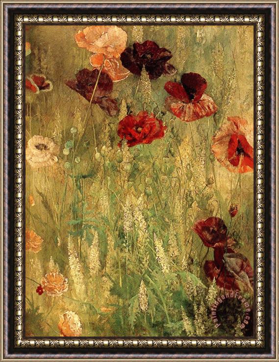 Thomas Wilmer Dewing Poppies And Italian Mignotte Framed Painting