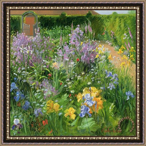 Timothy Easton Sweet Rocket - Foxgloves and Irises Framed Painting