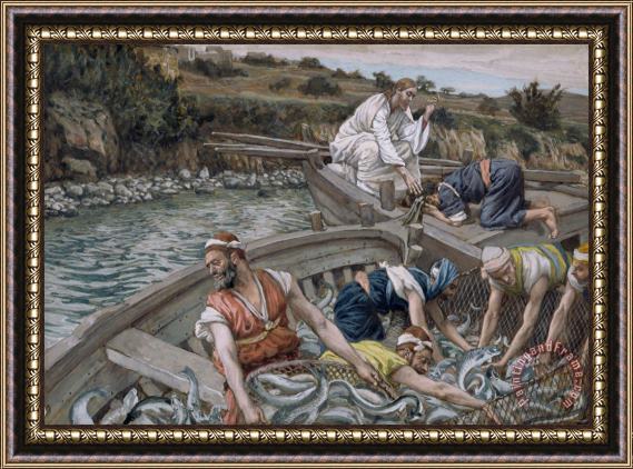 Tissot The First Miraculous Draught of Fish Framed Print