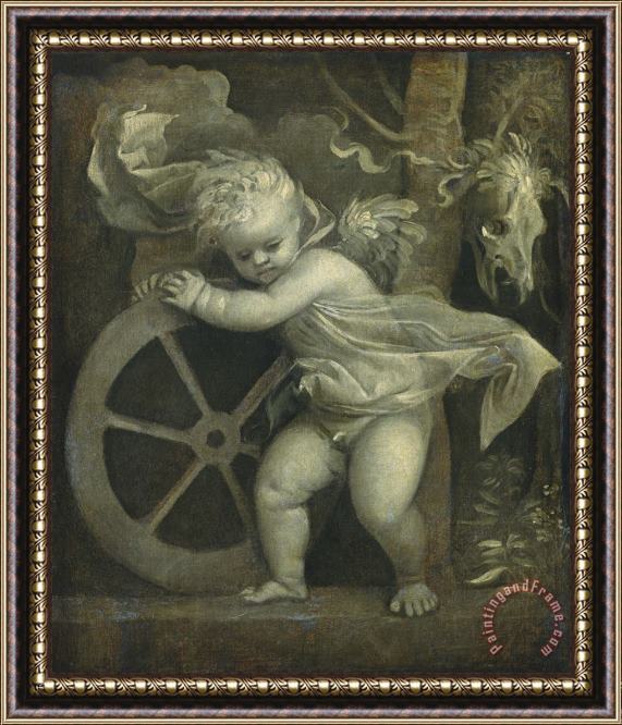 Titian Cupid with The Wheel of Fortune Framed Painting