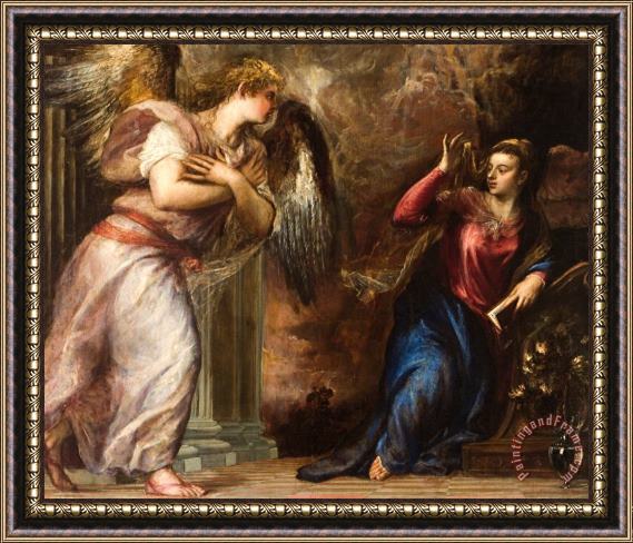 Titian Detail Of The Annunciation Framed Print