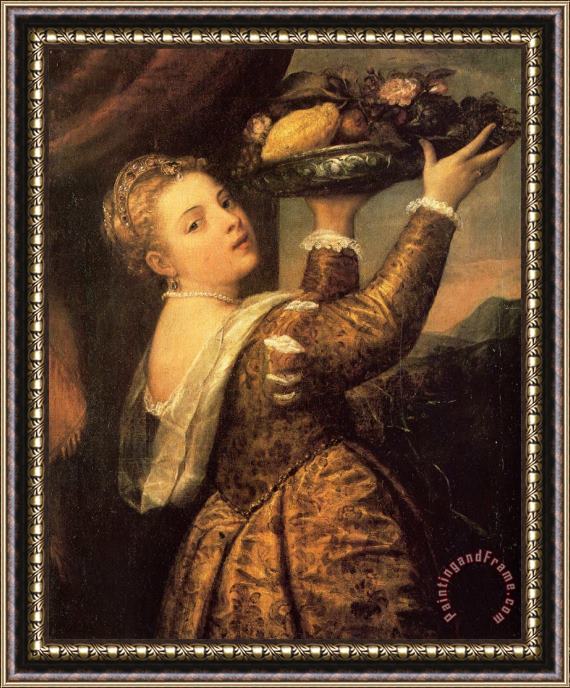 Titian Girl with a Basket of Fruits (lavinia) Framed Print
