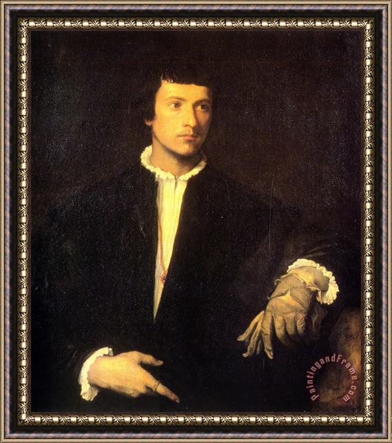 Titian Man with Gloves Framed Painting