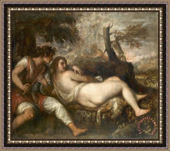 Titian Nymph And Shepherd Framed Print