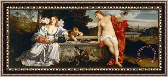 Titian Sacred and Profane Love - 1514 Framed Painting