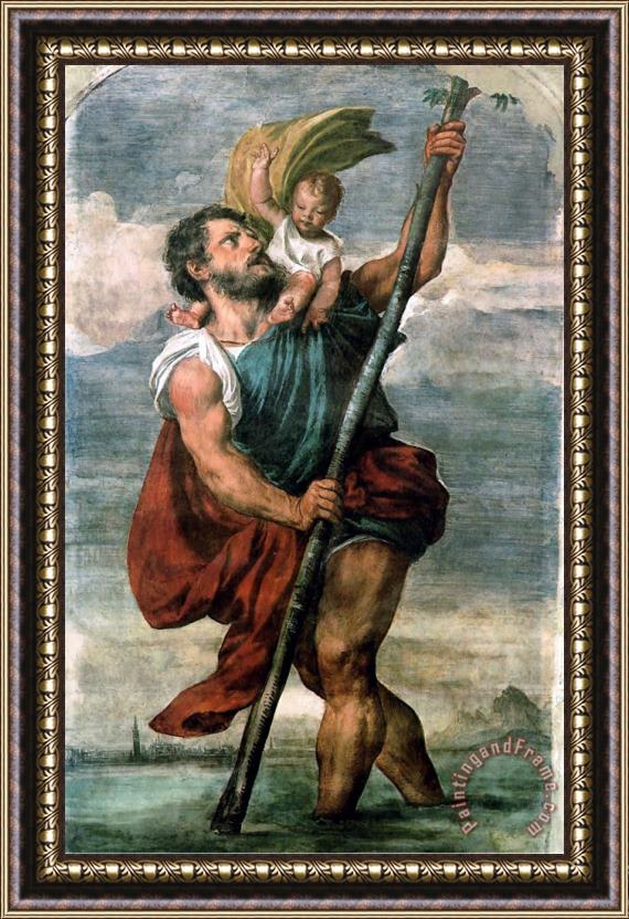 Titian Saint Christopher Framed Painting