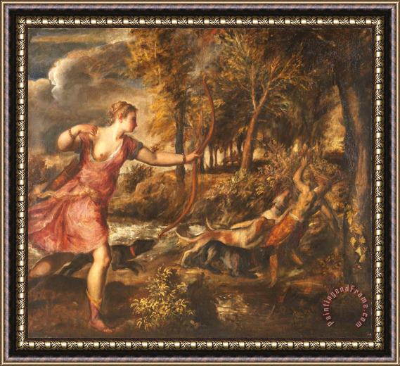 Titian The Death of Actaeon 2 Framed Print