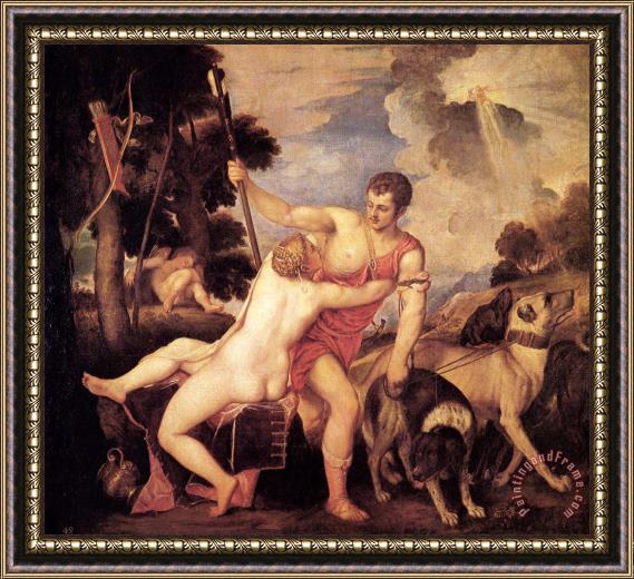 Titian Venus And Adonis Framed Painting