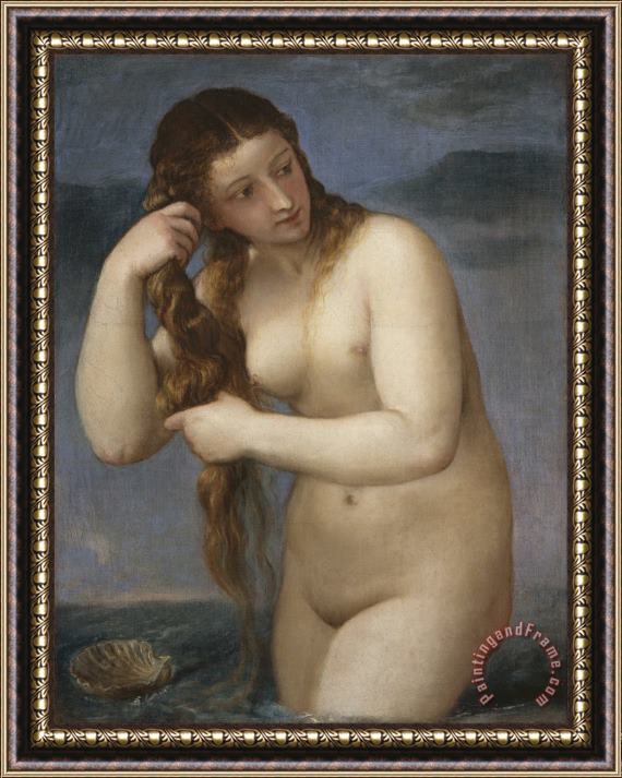Titian Venus Rising From The Sea Framed Painting
