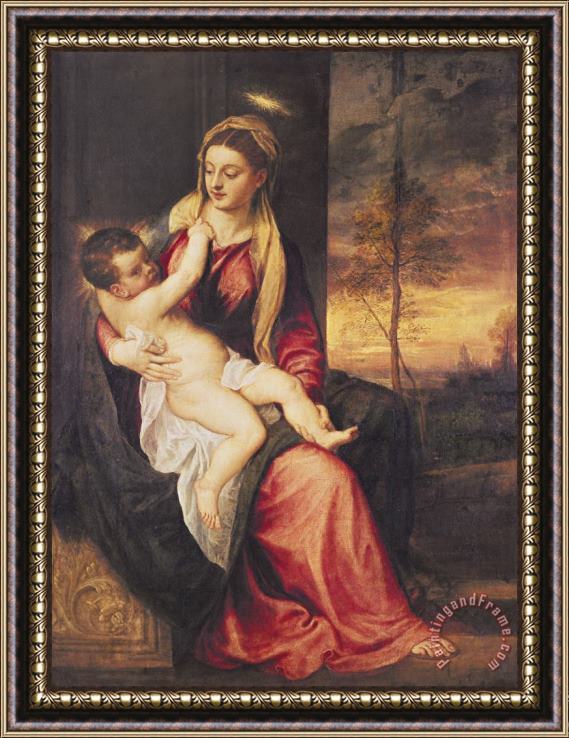 Titian Virgin with Child at Sunset Framed Painting