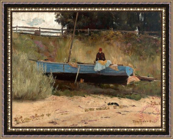 Tom Roberts Boat on Beach, Queenscliff. Framed Print