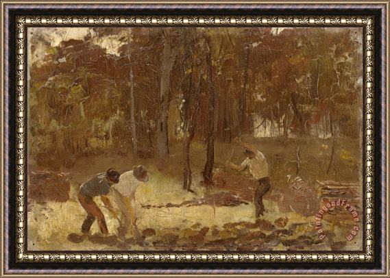 Tom Roberts Turning The Soil (sketch for The Charcoal Burners) Framed Painting
