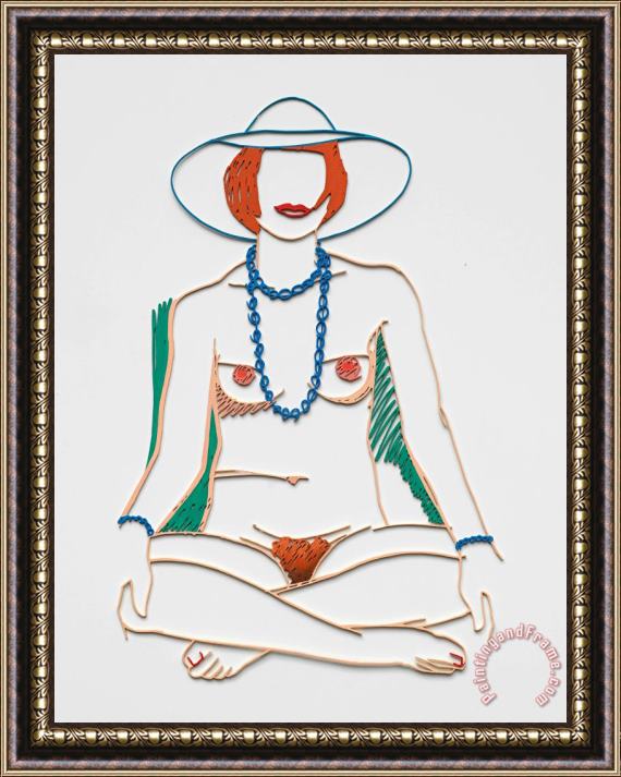 Tom Wesselmann Monica Cross Legged with Beads, 2004 Framed Painting