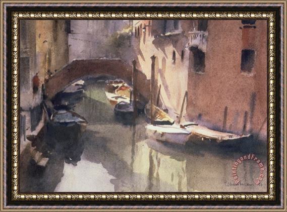 Trevor Chamberlain A Quiet Canal in Venice Framed Painting