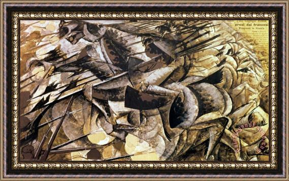 Umberto Boccioni The Charge of the Lancers Framed Painting