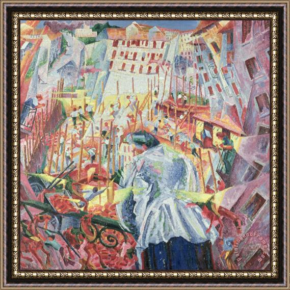 Umberto Boccioni The Street Enters The House Framed Painting