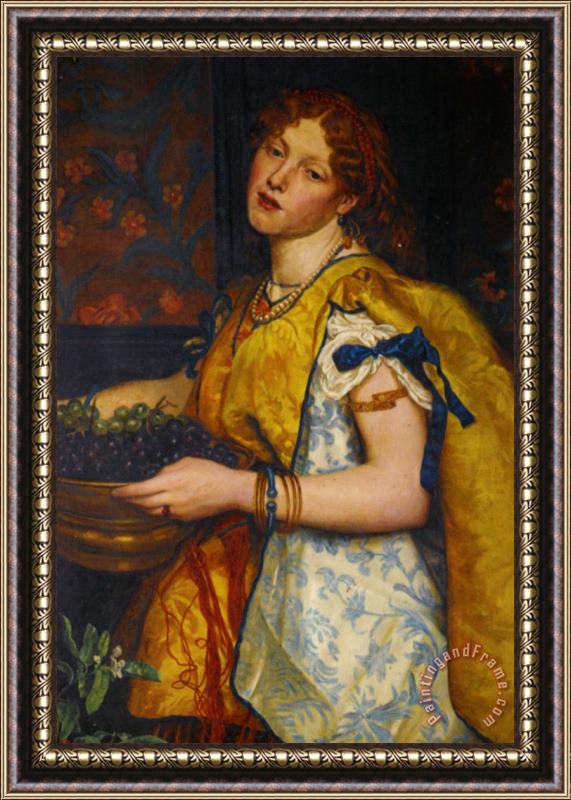 Valentine Cameron Prinsep A Girl Carrying Grapes Framed Painting