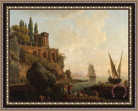 Vernet Italian Harbor Scene Framed Print