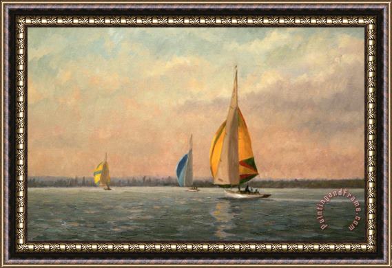 Vic Trevett Late Finish Featuring Dragons On The Medway Framed Painting