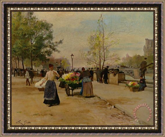 Victor Gabriel Gilbert Flower Sellers Framed Painting