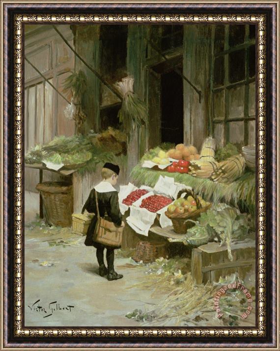 Victor Gabriel Gilbert Little Boy At The Market Framed Painting